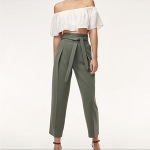 Aritzia Wilfred Feuille Navy Pleated Tie Waist Trouser Pants